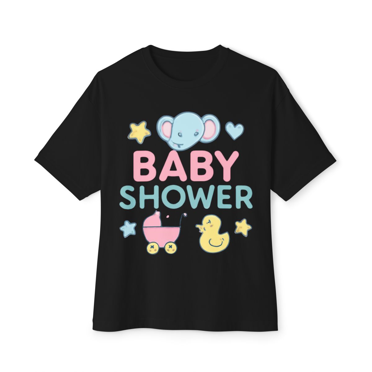 Baby Shower Pastel Boxy Tee — Black